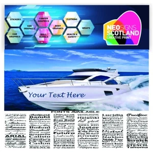 2500 MM 2,5 M BOOT NAME SSR GRAFIK AUFKLEBER DECALS INDIVIDUELL JETSKI CARAVAN AUTO - Bild 1 von 3
