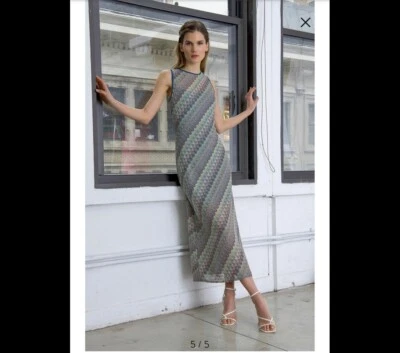 Vestido midi sin mangas tejido a rayas talla 6 Donna Morgan nuevo con etiquetas Foto 1 de 4