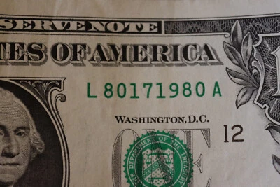 [AUG 17, 1980] $1 ONE DOLLAR   BIRTHDAY/ANNIVERSARY NOTE.  SN # L 80171980 A - Image 1 of 3