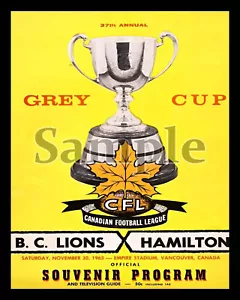 CFL 1963 Grey Cup Game Program COVER REPRINT Color 8 X 10 Photo Picture - Picture 1 of 1