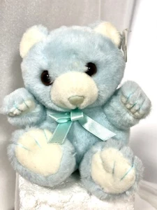 PlushLand Classic Blue Sitting Teddy Bear Soft Fluffy Stuffed Animal Toy 8” - Picture 1 of 12