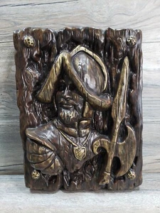 Spanish Conquistador Soldier Knight Ceramic Plaque 3D Painted Wall Hanging 1976 - Picture 1 of 12