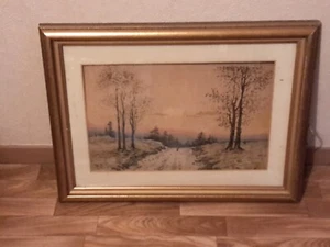 AQUARELLE ANCIENNE SIGNÉ MANUELLO 1899 PAYSAGE  FORME DE MONTIGNY - Picture 1 of 9