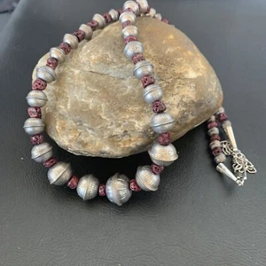 Lila stachelige Auster Navajo Perlen Sterlingsilber Perlenkette 95507 - Bild 1 von 12