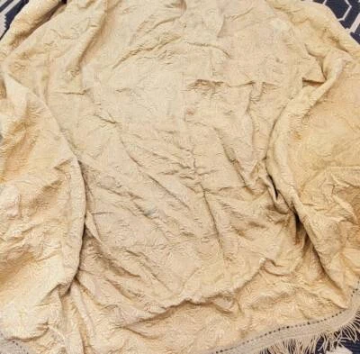 Vintage gold woven damask tablecloth - Image 1 of 4