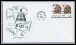 US FDC # 1305 6c F.D.Roosevelt coil pair Artmaster 1968, 9e426 - Picture 1 of 1