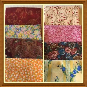 Half Yard Cuts Florals Variety 8 pieces Fabric (1 no duplicates - Picture 1 of 12