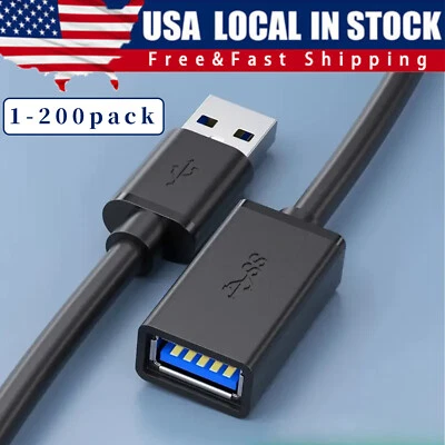 USB3.0 Extension Cable High Speed Extender Cord Adapter TypeA Male to Female Lot - Image 1 of 4