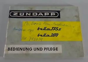 Betriebsanleitung Motorroller Zündapp Bella 175 S / Bella 200 Stand 1953 - Bild 1 von 5