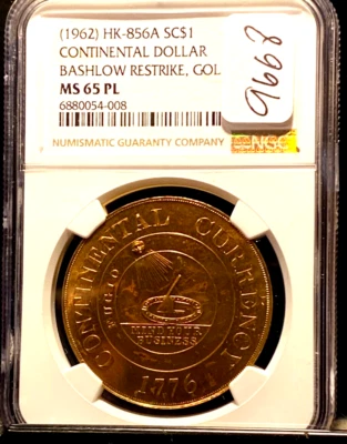 #A9668 (1962) HK-856A Continental Dollar Bashlow Restrike NGC MS65 PL - Image 1 of 2