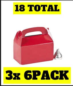 Red Party Treat Boxes (3x )Pack Of 6, 18 Boxes Total 3" x 1 3/4" x 2 3/4 - Picture 1 of 4