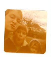 Kids making goofy silly faces for camera Vintage snapshot found selfie photo