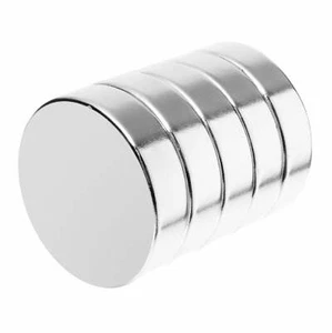 Potentes imanes de disco de tierras raras de neodimio de 1 x 1/4 pulgadas N42 (paquete de 5) - Imagen 1 de 2