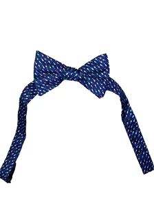 Tommy Hilfiger Boys Bow Tie Blue Micro Fish One Size 100% Silk - Picture 1 of 7