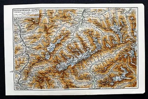 XX Sec.Antica Topograf=Zillerthaler Alpen.Tirolo Bolzano 1900.In Passepartout - Bild 1 von 1