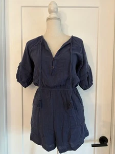 Pagliaccetto donna nuovo con etichetta Knox Rose blu navy garza manica a sbuffo nappa cravatta taglia XS - Foto 1 di 7