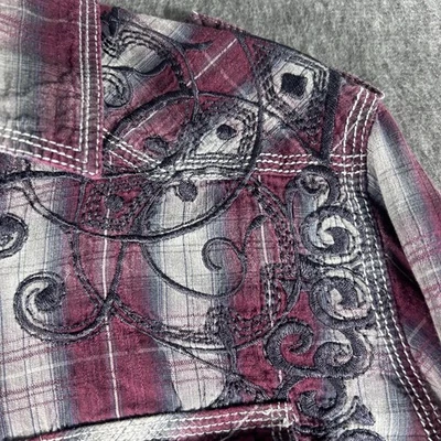 Xadrez masculino Y2K temático grunge tamanho XL preto pérola encaixe bordado faroeste - Imagem 1 de 4