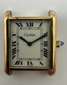 Must De Cartier Tank Roman Numerals Vermeil Silver Swiss Wristwatch 23mm Parts - Picture 1 of 6