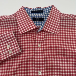Lincs David Chu Shirt Mens Large Pink Gingham Contrast Cuff Preppy - Picture 1 of 7