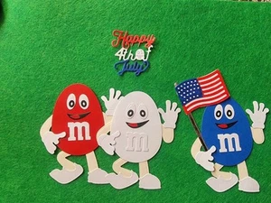 1pc Large Red White Blue M & M Chocolate Paper Die Cut Cardstock For Scrapbook - Picture 1 of 1
