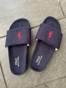 Polo Ralph Lauren uomo Hendrick slide sandali ciabatte blu navy taglia 10 - Foto 1 di 11