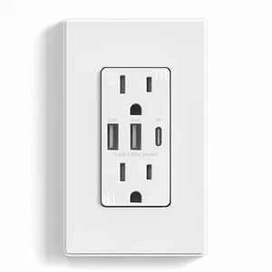 USB Outlets Receptacles, 3-Port Wall Outlet, 30W 6.0A Electrical Outlet, 15 A... - Bild 1 von 8