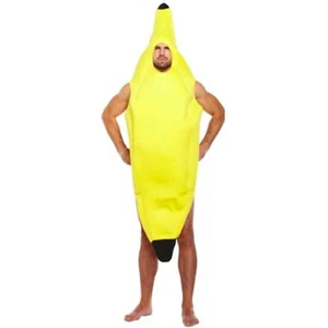 ADULT BANANA Fancy Dress Hen Stag Costume Party Outfit Halloween Fruit Yellow UK - Picture 1 of 3