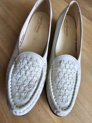 Zapatos Mocasines de Cuero Constance Hueso Manchas Suaves Talla 9 Hechos en EE. UU. ** ¡LEER DESCRIPCIÓN! Foto 1 de 4