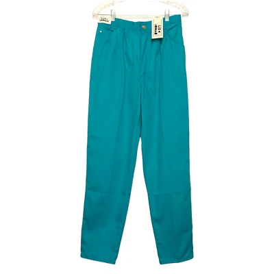 Nuevo con etiquetas Pantalón Vintage Liz Thomas Plisado Tiro Alto Talla 14 (28x30) Verde azulado Retro Años 80 Mamá Foto 1 de 4