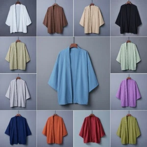 Hombres Kimono Cárdigan Chaquetas Abrigos Yukata Sólido Liso Prendas exteriores Informales Chinos - Imagen 1 de 27
