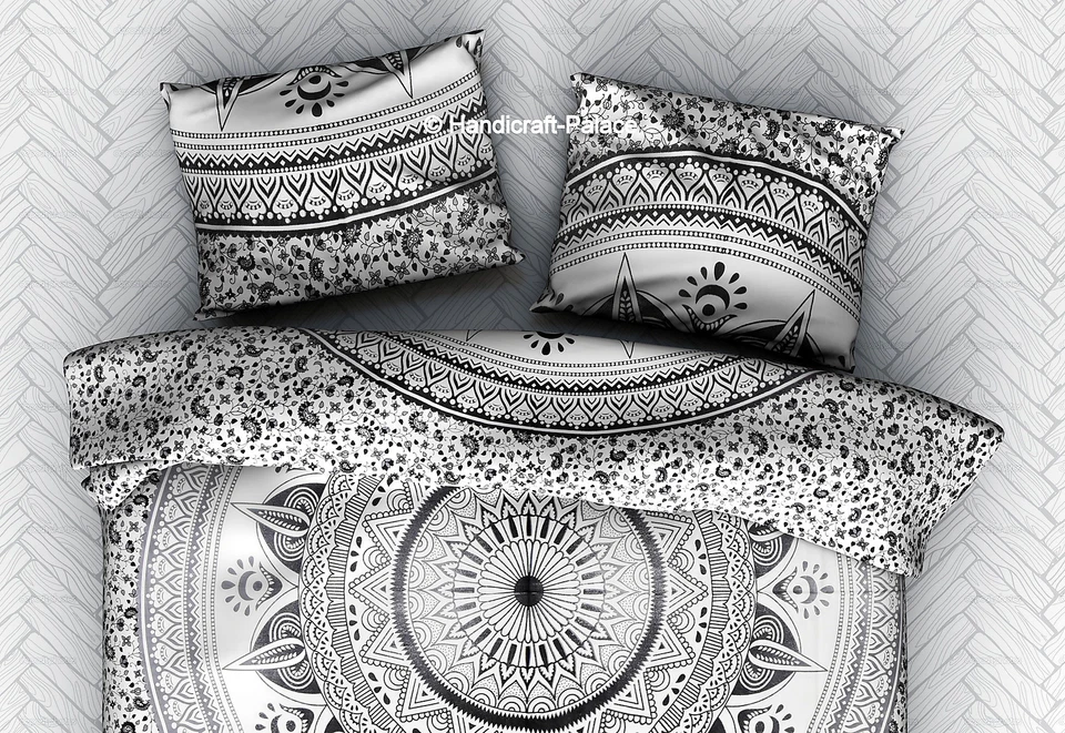 2 peças capa de travesseiro ombre mandala preto e branco travesseiro indiano falso decoração para casa 28" - Imagem 1 de 1