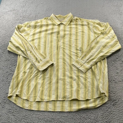 Camisa Tommy Bahama Para Hombre 2XL Amarilla 100% Seda Manga Larga Rayas Hawaiana Foto 1 de 4