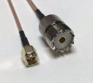 UHF SO239 female PL259 to SMA male plug crimp 5 Feet RG316 cable pigtail USA