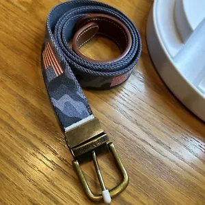 Cintura uomo Doc Murphy bandiera USA, NECA GREYBAR blu pelle bronzo fibbie taglia 45 - Foto 1 di 12