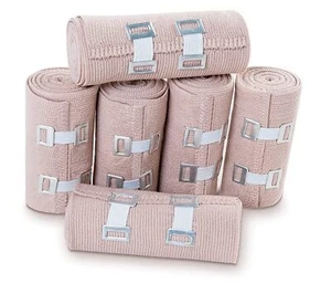 6 Rolls Elastic Bandage Wrap with 12 Extra Clips 6 Inch X 15Ft Compression Band - Picture 1 of 7