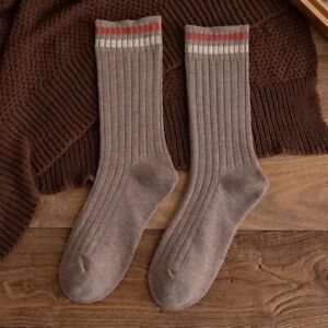 Women Loose Long Socks School Solid Spring Striped Cotton Sock Breathable