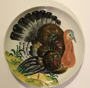 Piatto tacchino ceramica Ringraziamento diametro 11” Made in Italy - Foto 1 di 2