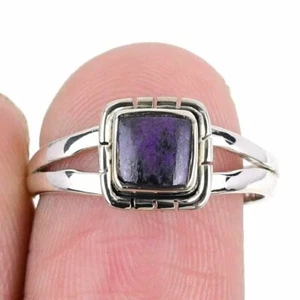 Sugilite Stone 925 Sterling Silver Wedding Wife Engagement Cluster Ring Size 7.5 - Imagen 1 de 7