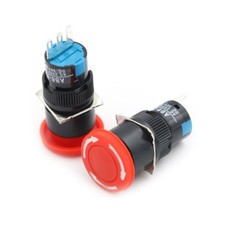 2PCS 16mm Cutout Twist Release Emergency Stop Mushroom Push Button Switch-qy