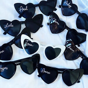 Personalized Heart Shaped Sunglasses Custom Bridal Birthday Party Sunglasses