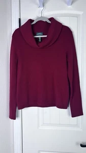 Lauren Ralph Lauren Angora Sweater Wool Cashmere Red Cowl Neck Women’s Sz M - Picture 1 of 8