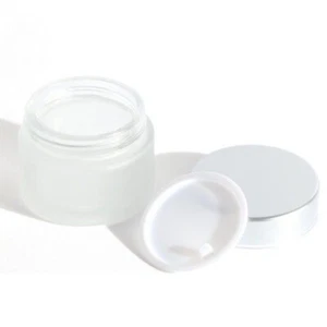 6 Empty Wide Mouth Glass Jars Container w/ Silver Screw on Lid for Creams Lotion - Picture 1 of 5