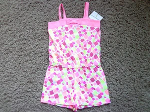 JUMPING BEANS girl's NWT sz 3T white & pinks sleeveless shorts 1-piece jumpsuit - Picture 1 of 7