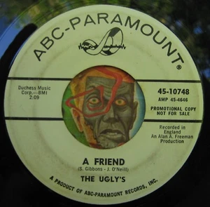 HEAR Ugly's 45 A Friend / It's Alright ABC promo garage psych Uglys - Picture 1 of 2