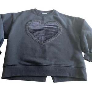 Zara Girls Heart Patch Sweatshirt in Black size 8 - Picture 1 of 9