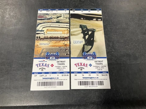 TEXAS RANGERS 2014 TICKET STUB 6/24/14-6/26/14 VS TIGERS Cover