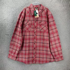Camicia di flanella LL Bean a quadri uomo XXL ALTA misto lana overland toppa gomito a scatto - Foto 1 di 14