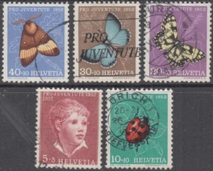 SCHWEIZ Sc #B217-21.2 CPL GEBRAUCHT - PORTRAIT und SCHMETTERLINGE - Bild 1 von 1