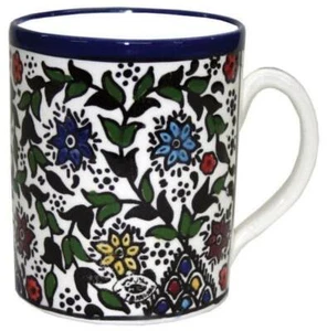 Ceramic Mug Hebron Crafts Handmade Painting Tea Coffee Decor multi-color Pattern - Picture 1 of 6