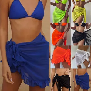 Beachwear Cover Sarong Beach Bikini Women Sexy Wrap up Short Skirt Pareo Swim - Picture 1 of 33
